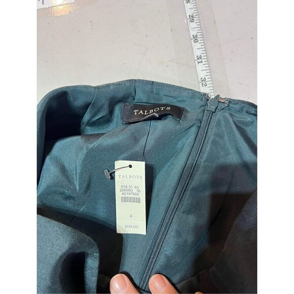 NWT Talbots Teal Silk Gazar pencil straight skirt Size 4 Side Zip Luster new 119 - Picture 5 of 9